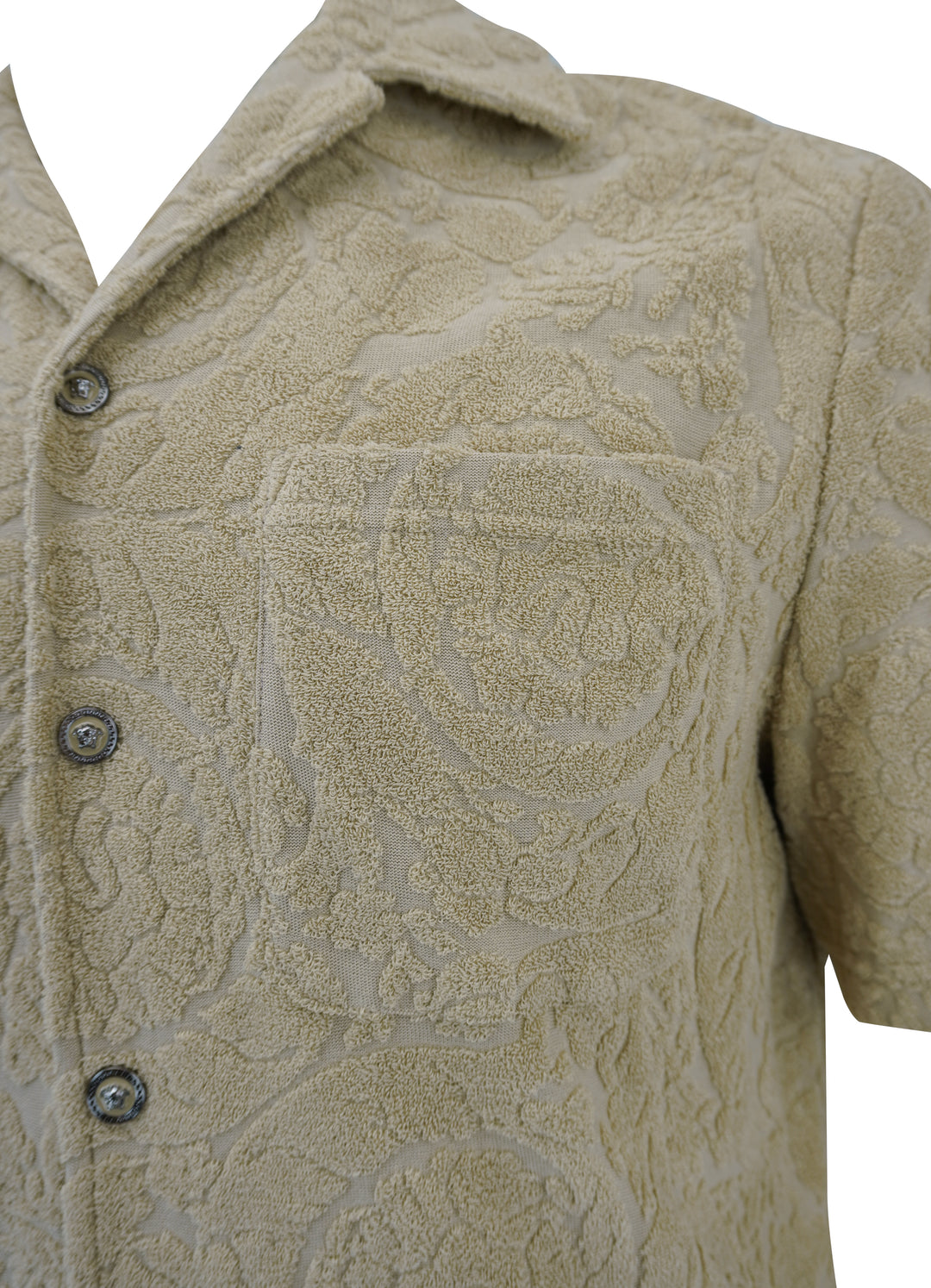 Versace Barocco Jacquard Towel-Stitch Shirt in Tan - Discounts on Versace at UAL