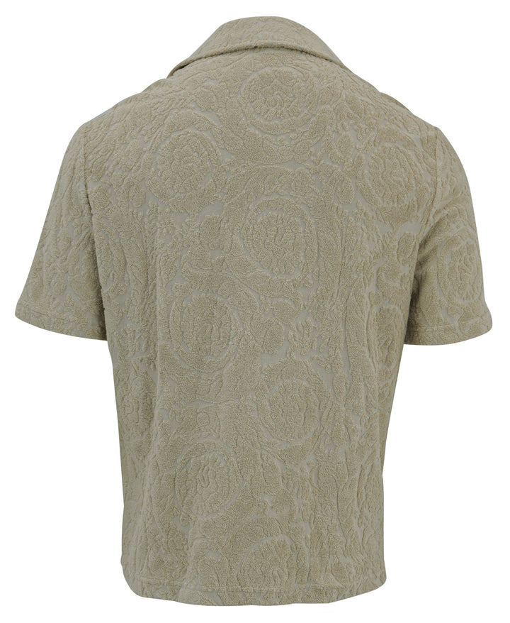 Versace Barocco Jacquard Towel-Stitch Shirt in Tan - Discounts on Versace at UAL