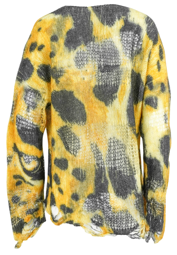 R13 Distressed Boyfriend Sweater in Leopard Print - Discounts on R13 at UAL