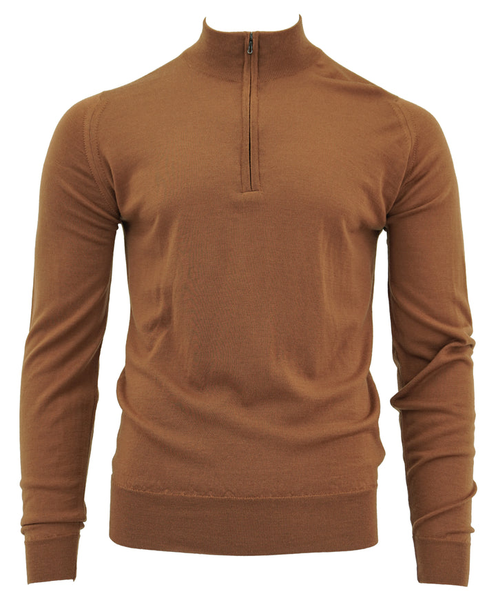 John Smedley Half-Zip Sweater in Brown - Discounts on John Smedley at UAL