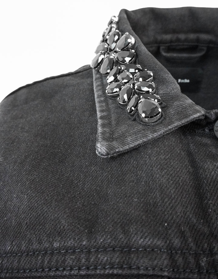 Simone Rocha Turbo Embellished Denim Jacket in Black - Discounts on Simone Rocha at UAL