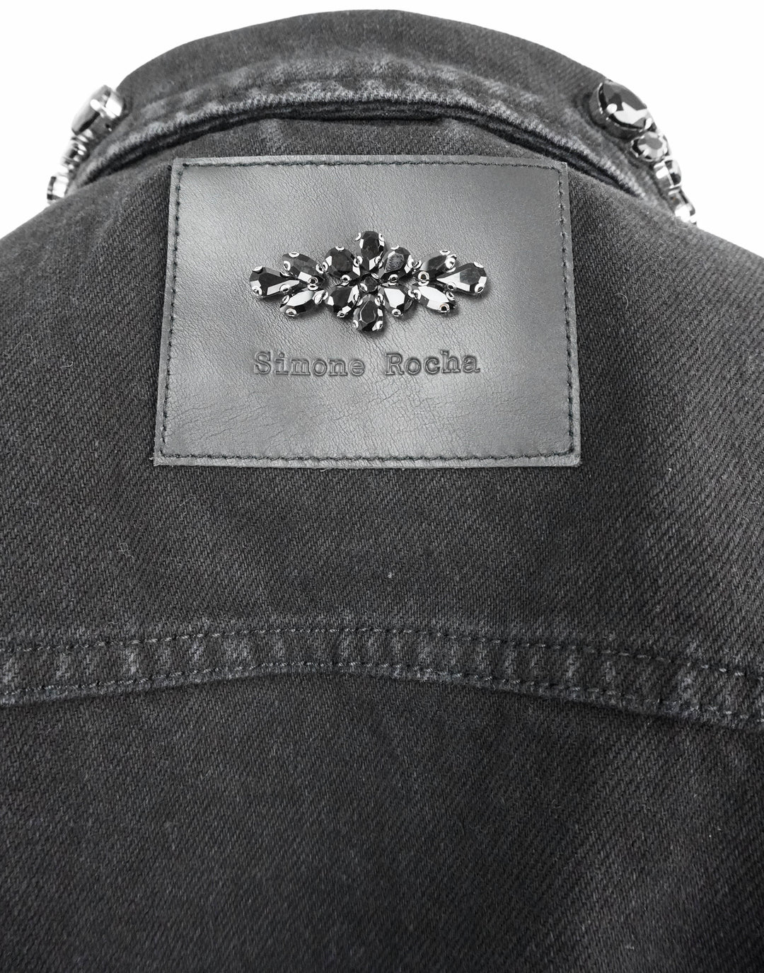 Simone Rocha Turbo Embellished Denim Jacket in Black - Discounts on Simone Rocha at UAL