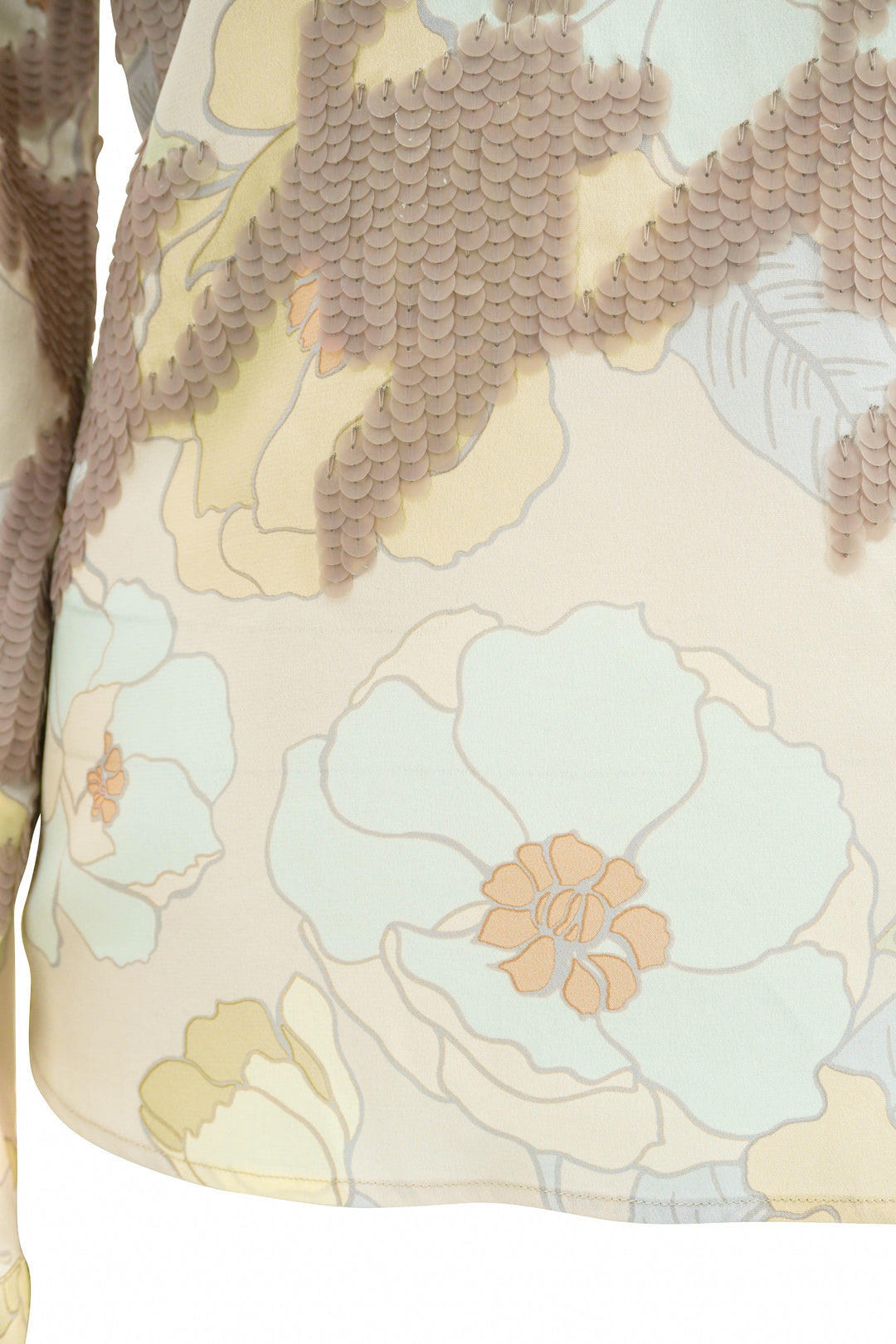 Dries Van Noten Sequined Houndstooth and Floral Silk Blouse in Multi - Discounts on Dries Van Noten at UAL