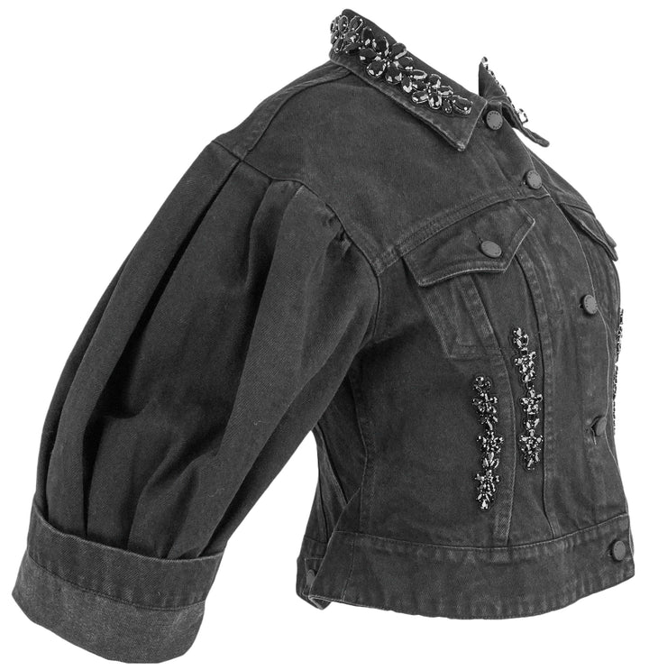 Simone Rocha Turbo Embellished Denim Jacket in Black - Discounts on Simone Rocha at UAL