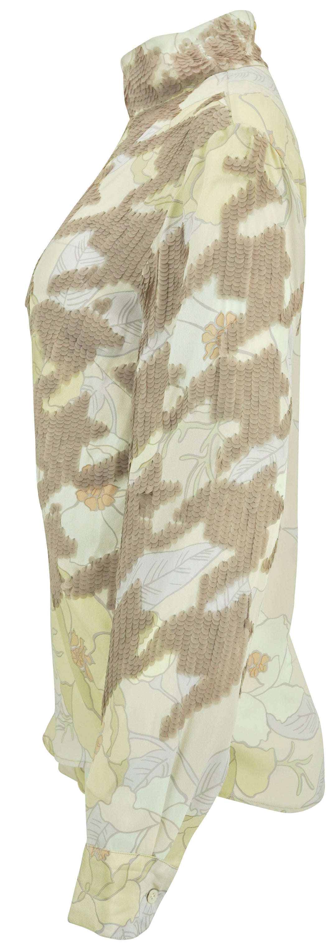 Dries Van Noten Sequined Houndstooth and Floral Silk Blouse in Multi - Discounts on Dries Van Noten at UAL