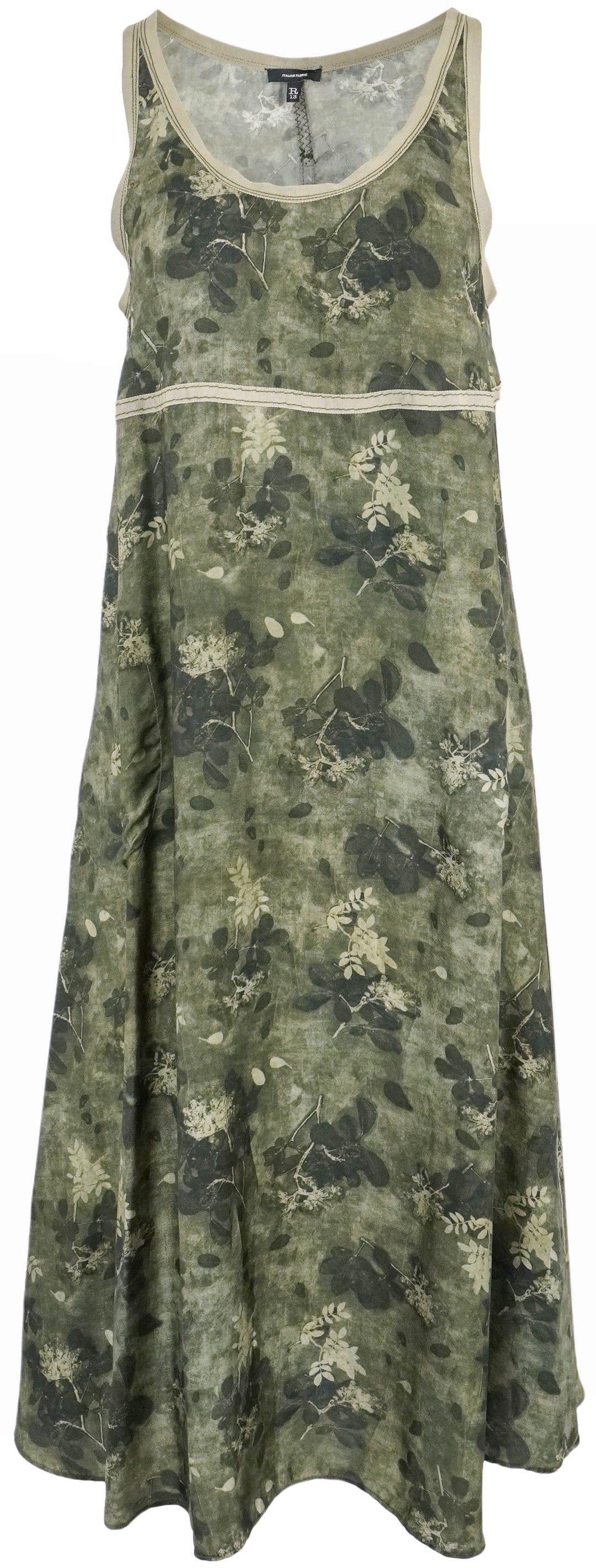 R13 Taped Tank Dress in Olive Floral - Discounts on R13 at UAL