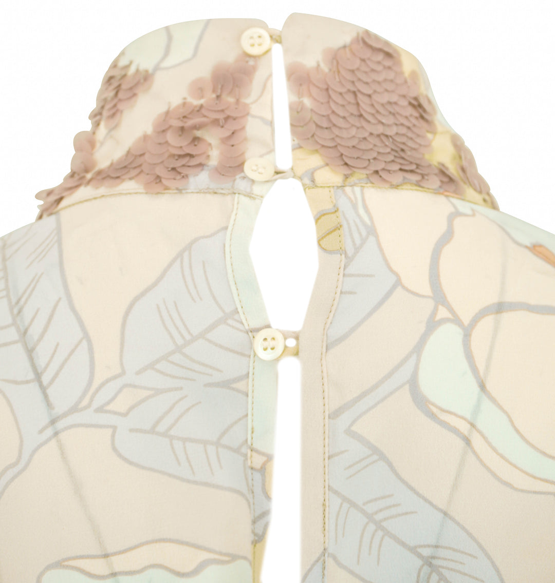 Dries Van Noten Sequined Houndstooth and Floral Silk Blouse in Multi - Discounts on Dries Van Noten at UAL