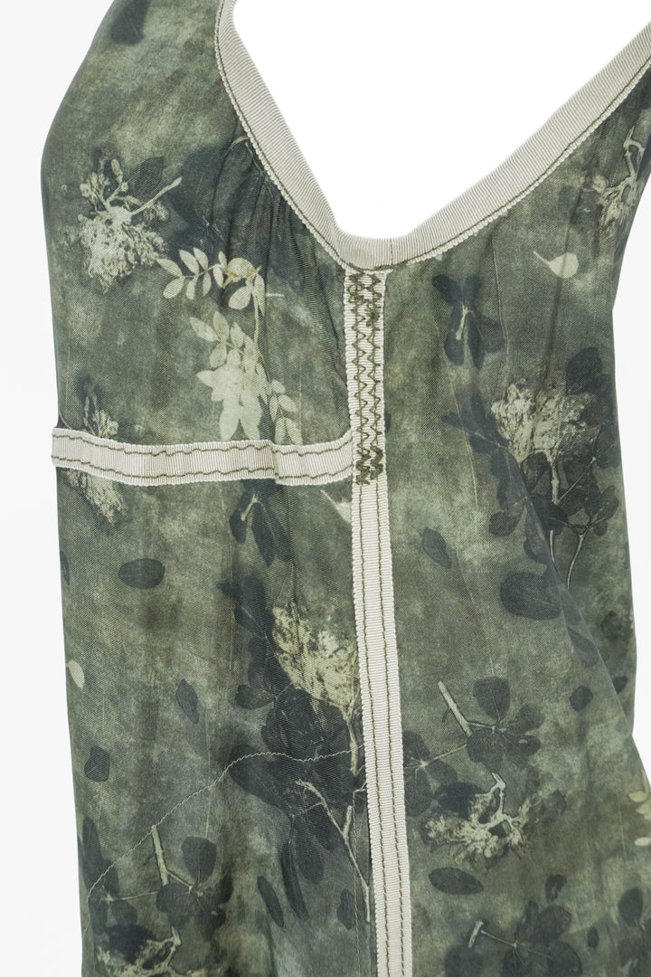R13 Taped Tank Dress in Olive Floral - Discounts on R13 at UAL