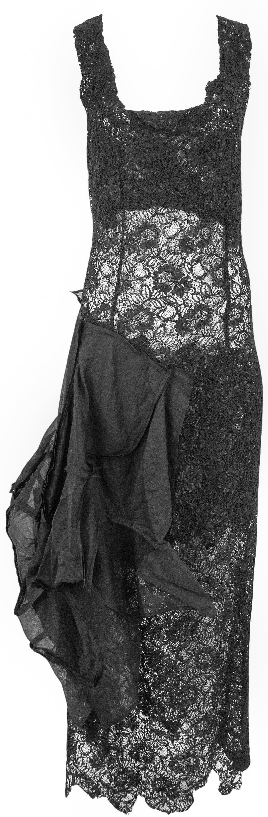 Yohji Yamamoto Lace Panel 3D Dress in Black