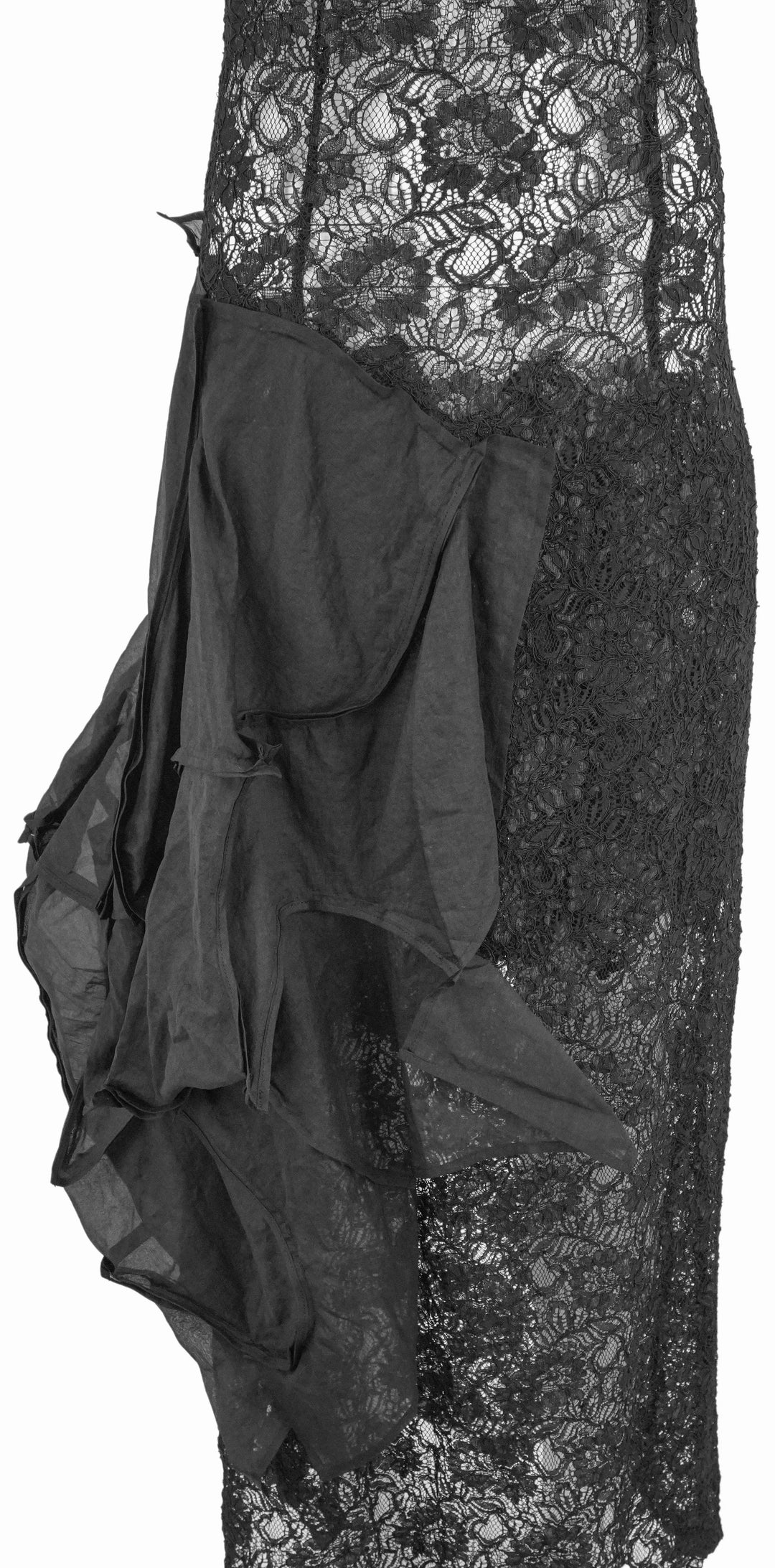 Yohji Yamamoto Lace Panel 3D Dress in Black