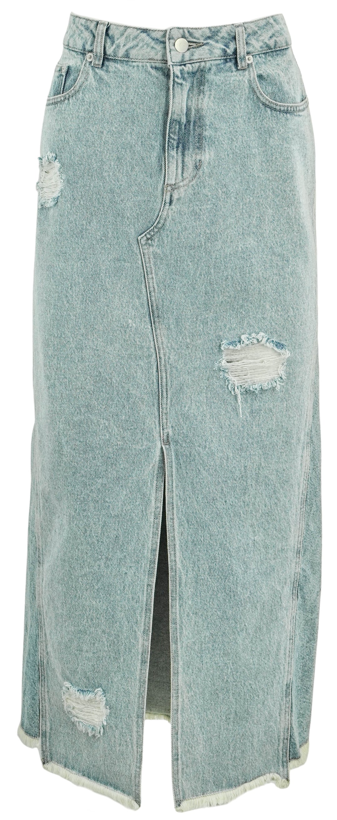 Holzweiler Louise Long Denim Skirt in Light Blue - Discounts on Holzweiler at UAL
