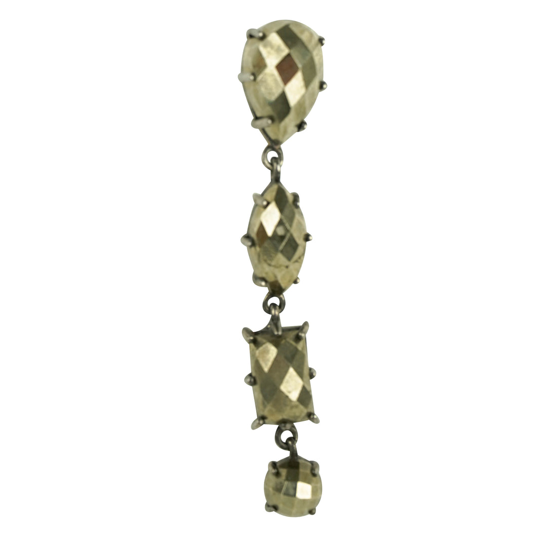 Ela Rae Dangle Mismatch Earrings in Pyrite - Discounts on Ela Rae at UAL