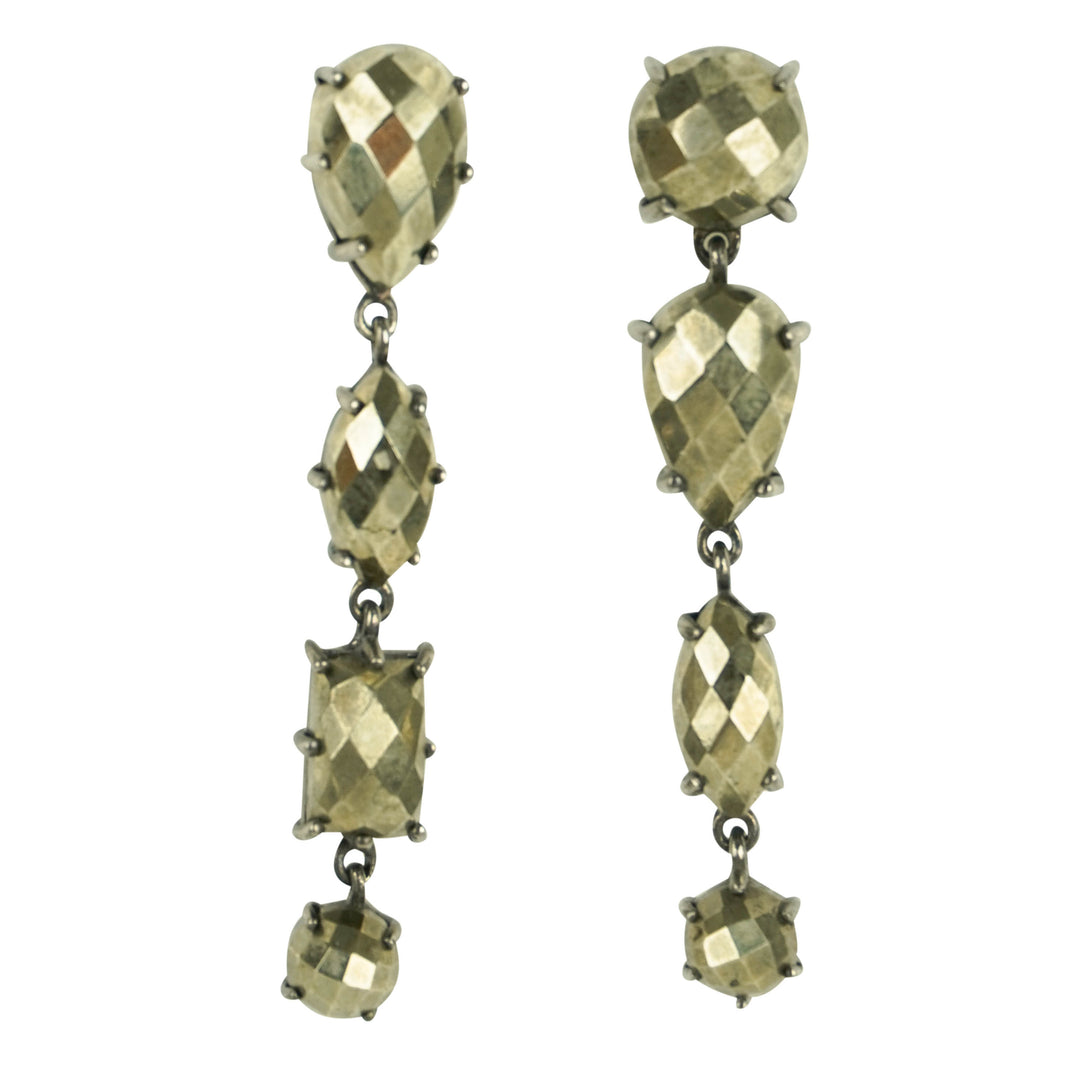 Ela Rae Dangle Mismatch Earrings in Pyrite - Discounts on Ela Rae at UAL