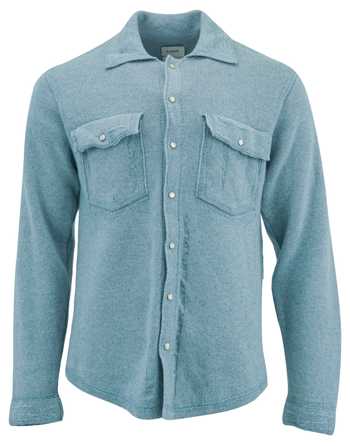 Barrie Cashmere and Cotton Denim Overshirt in Blue - Discounts on Barrie at UAL