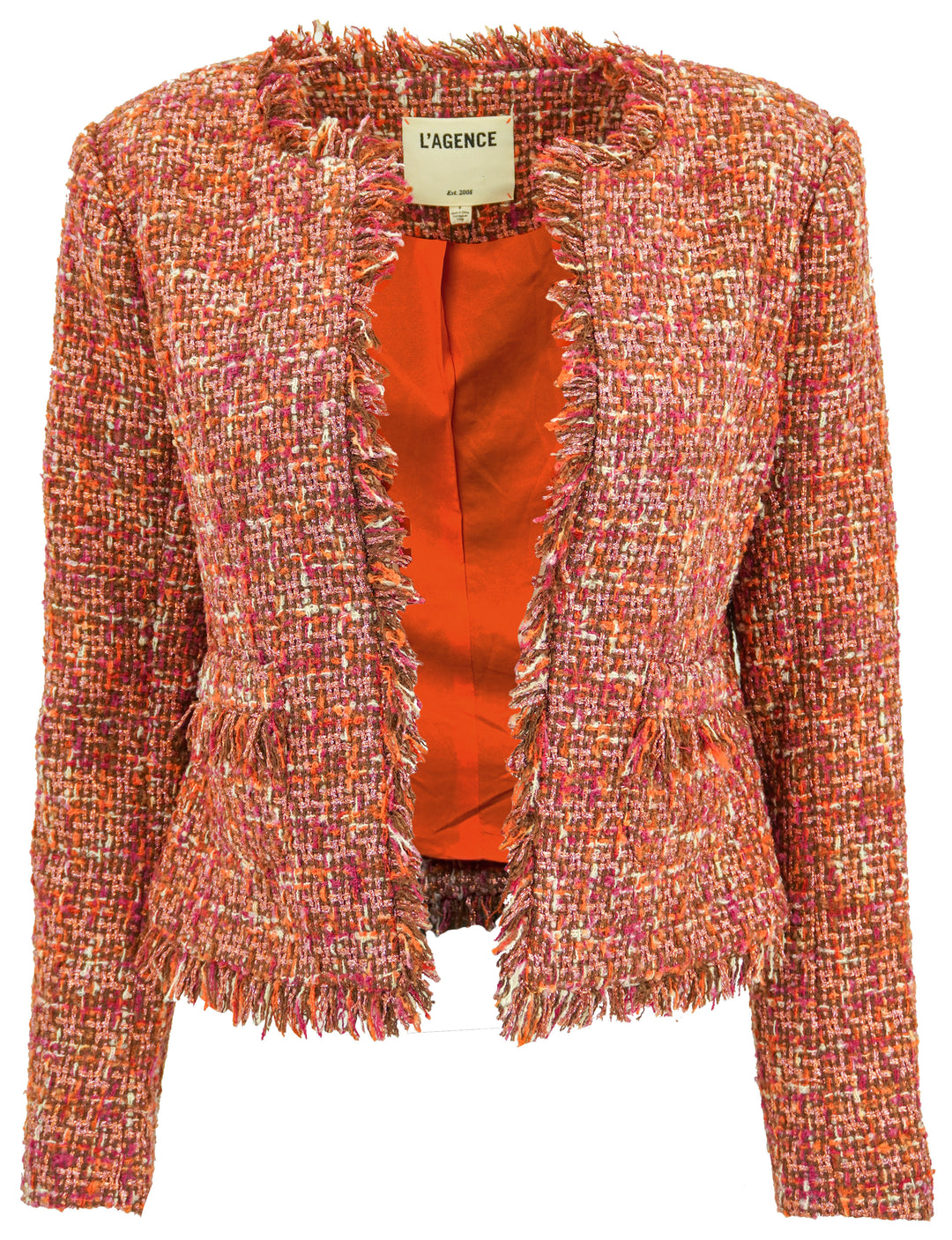 L'AGENCE Tweed Blazer in Pink/Orange - Discounts on L'AGENCE at UAL