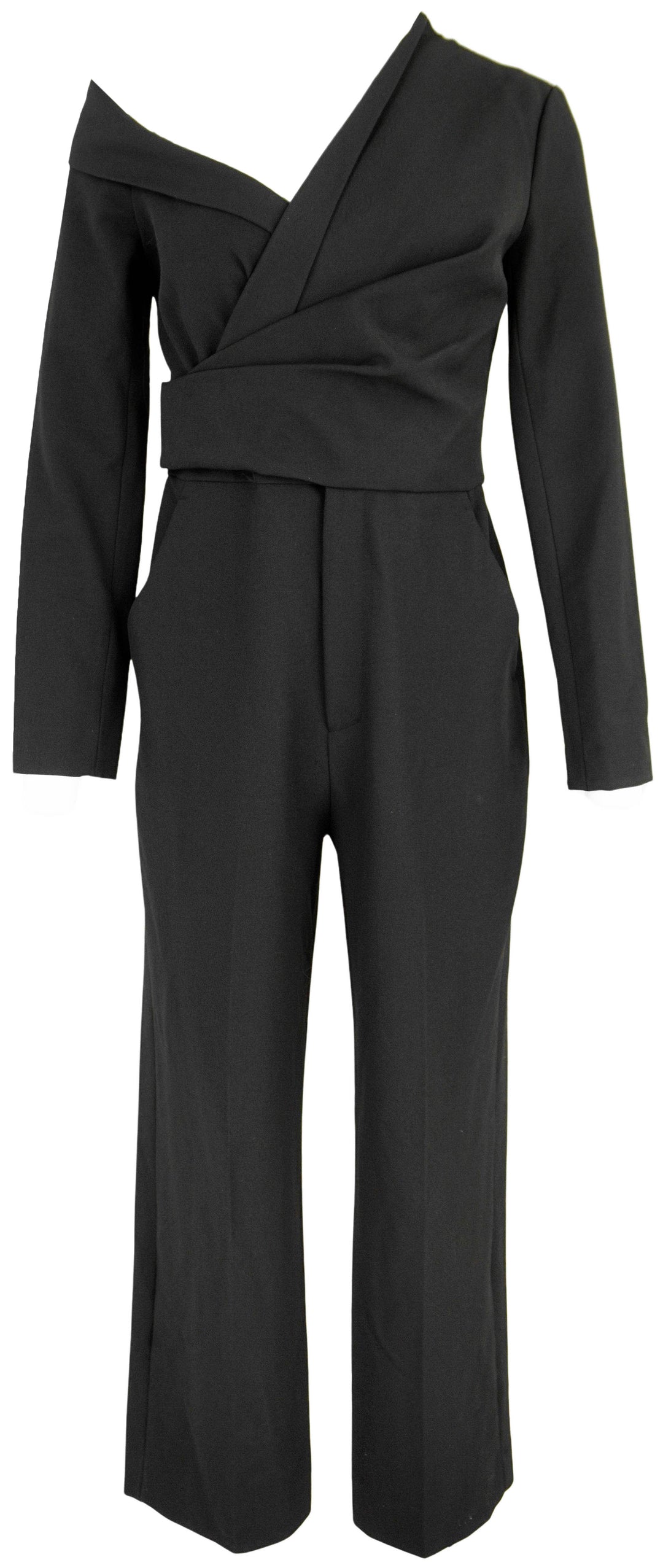 A.L.C. Skyla Asymmetric Wrap Jumpsuit in Black - Discounts on A.L.C. at UAL