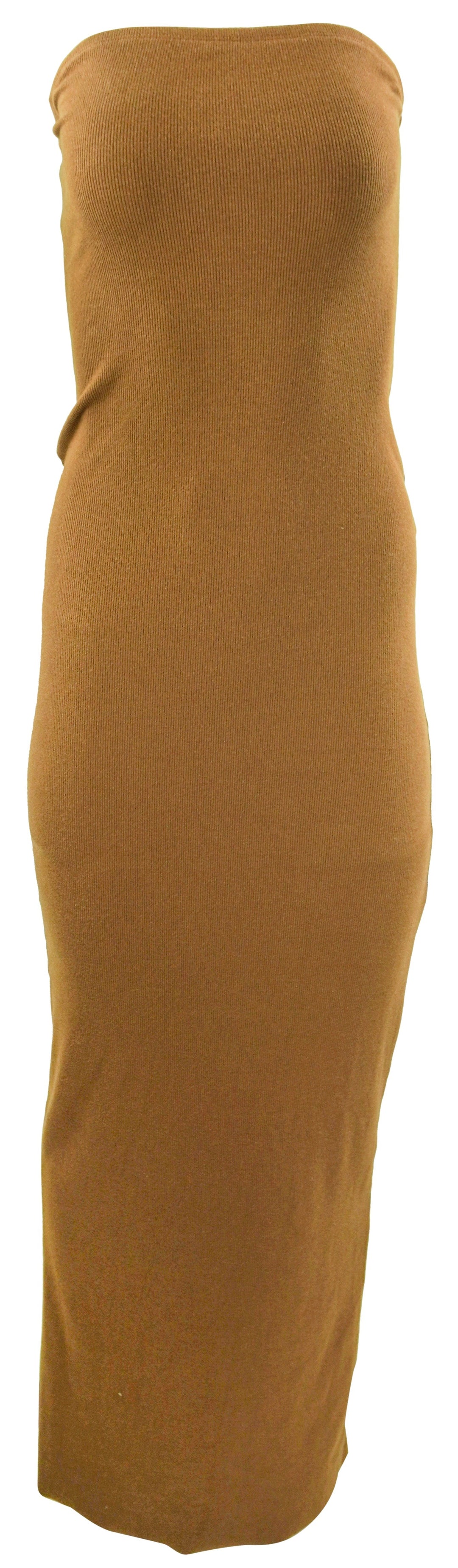 Eterne Ribbed Maxi Dress in Brown