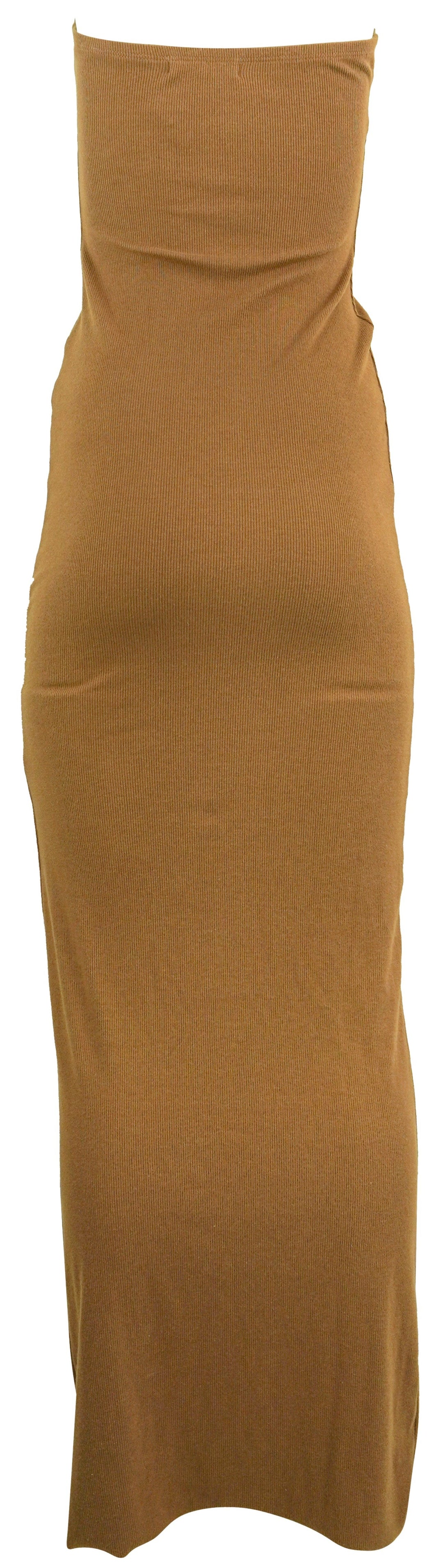 Eterne Ribbed Maxi Dress in Brown