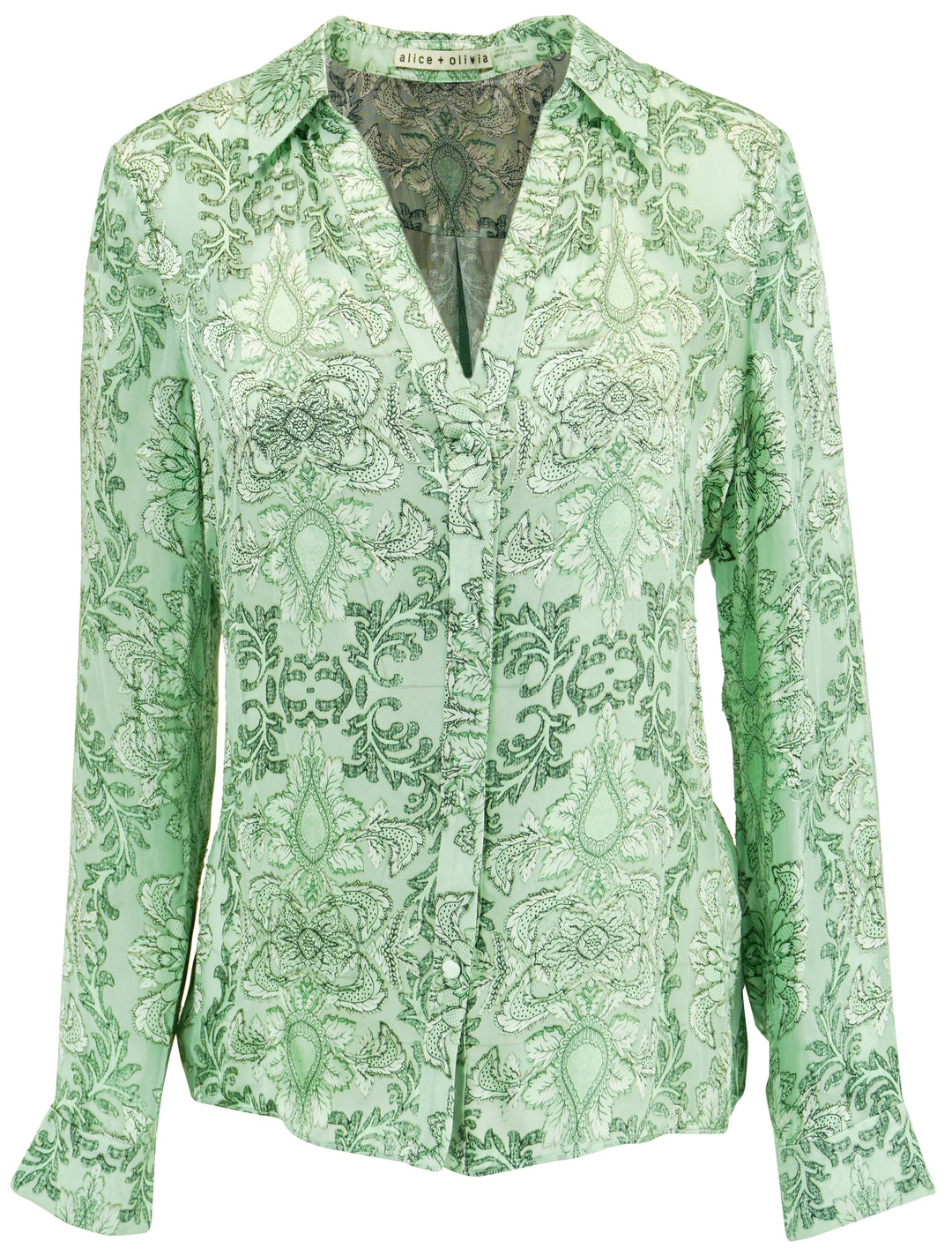 Alice & Olivia Eloise Button-Up in Vanity Pistachio - Discounts on Alice + Olivia at UAL