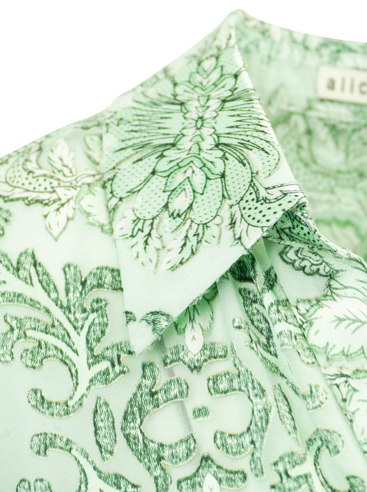 Alice & Olivia Eloise Button-Up in Vanity Pistachio - Discounts on Alice + Olivia at UAL