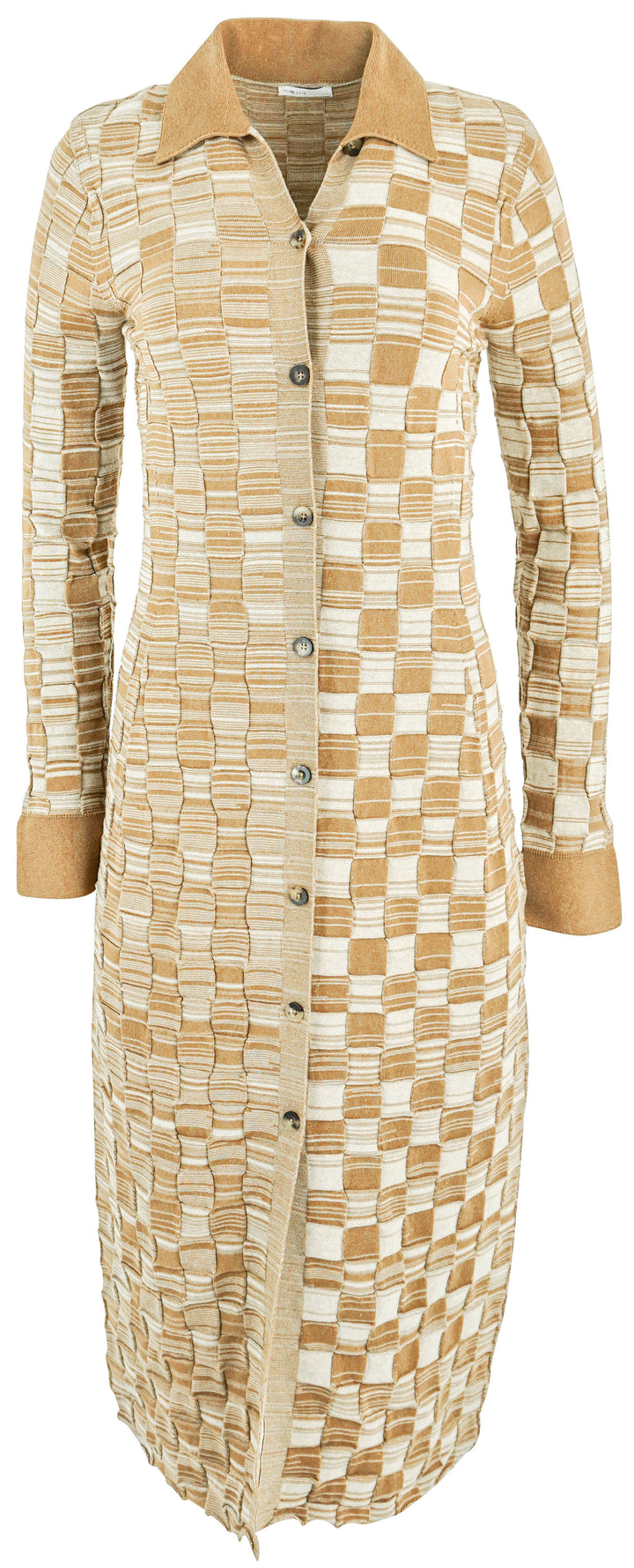 Rosetta Getty Long Sleeve Square Woven Knit Dress in Beige - Discounts on Rosetta Getty at UAL