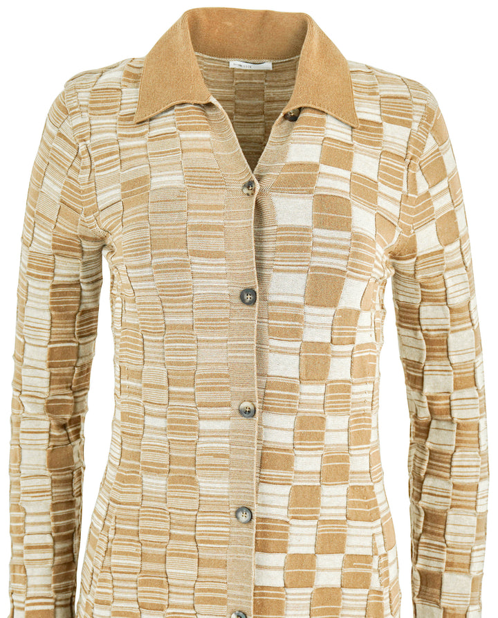Rosetta Getty Long Sleeve Square Woven Knit Dress in Beige - Discounts on Rosetta Getty at UAL