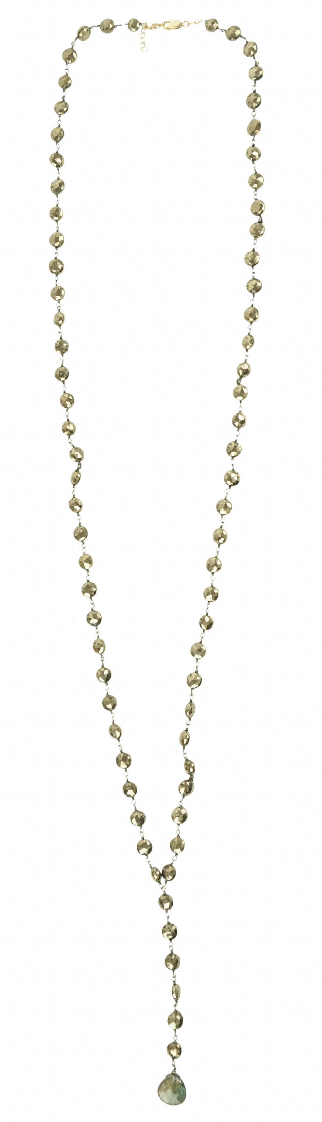 Ela Rae Yaeli Necklace in Pyrite and Labradorite - Discounts on Ela Rae at UAL