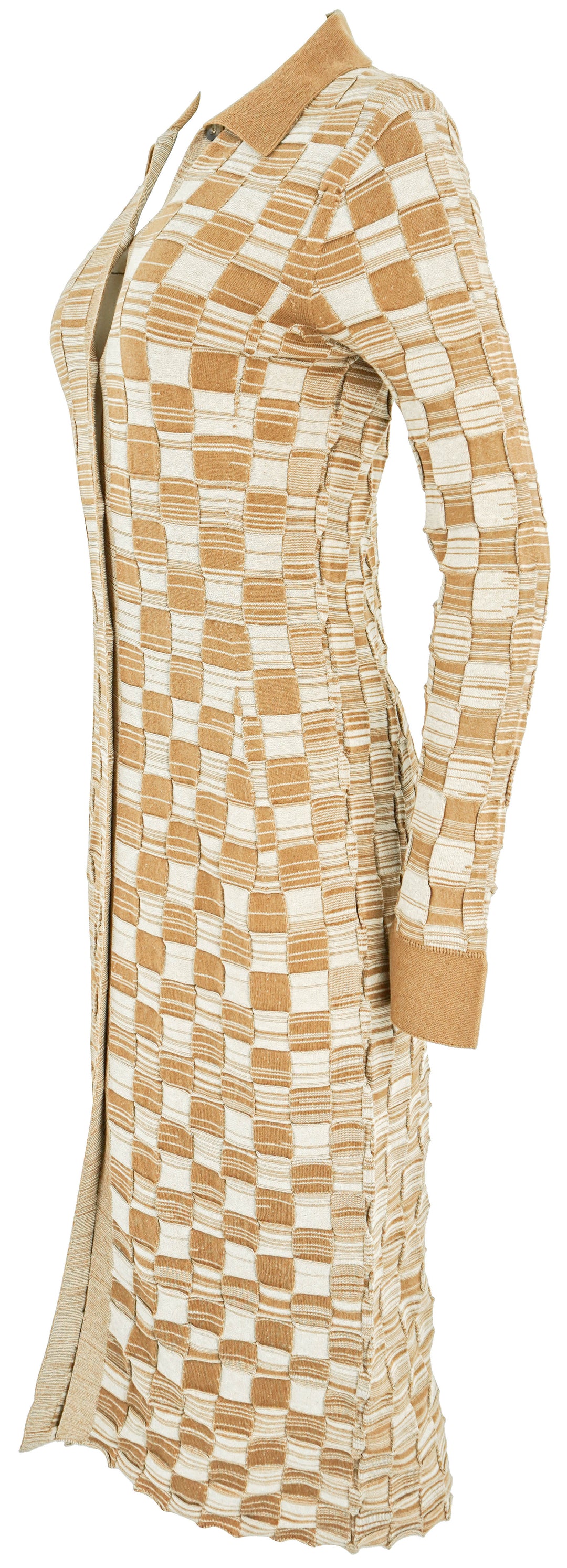 Rosetta Getty Long Sleeve Square Woven Knit Dress in Beige - Discounts on Rosetta Getty at UAL