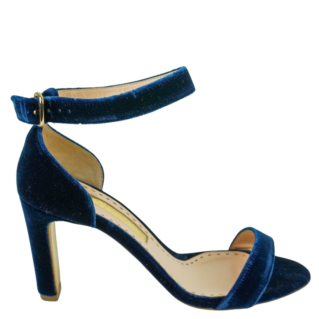 Rupert Sanderson Barrii Velvet Sandals in Bluette - Discounts on Rupert Sanderson at UAL