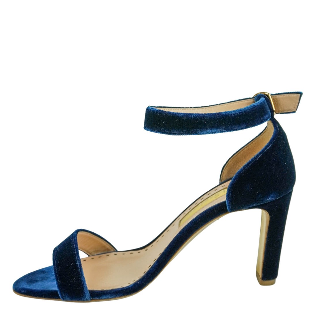 Rupert Sanderson Barrii Velvet Sandals in Bluette - Discounts on Rupert Sanderson at UAL