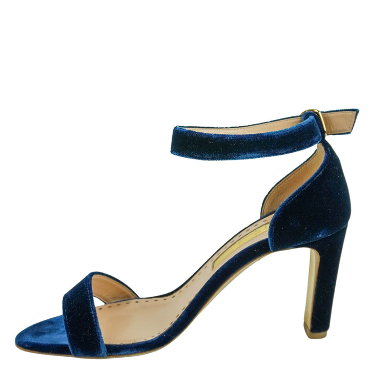 Rupert Sanderson Barrii Velvet Sandals in Bluette - Discounts on Rupert Sanderson at UAL