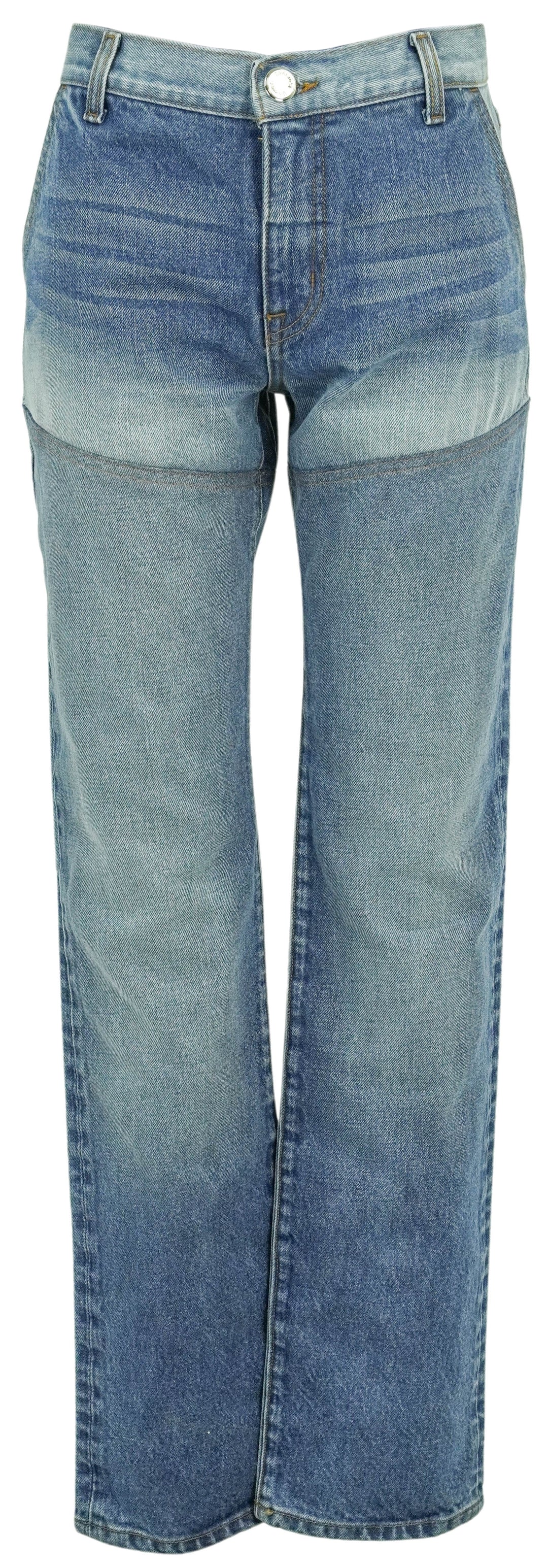 Brandon Maxwell Two Toned Straight Leg Denim in Indigo - Discounts on Brandon Maxwell at UAL