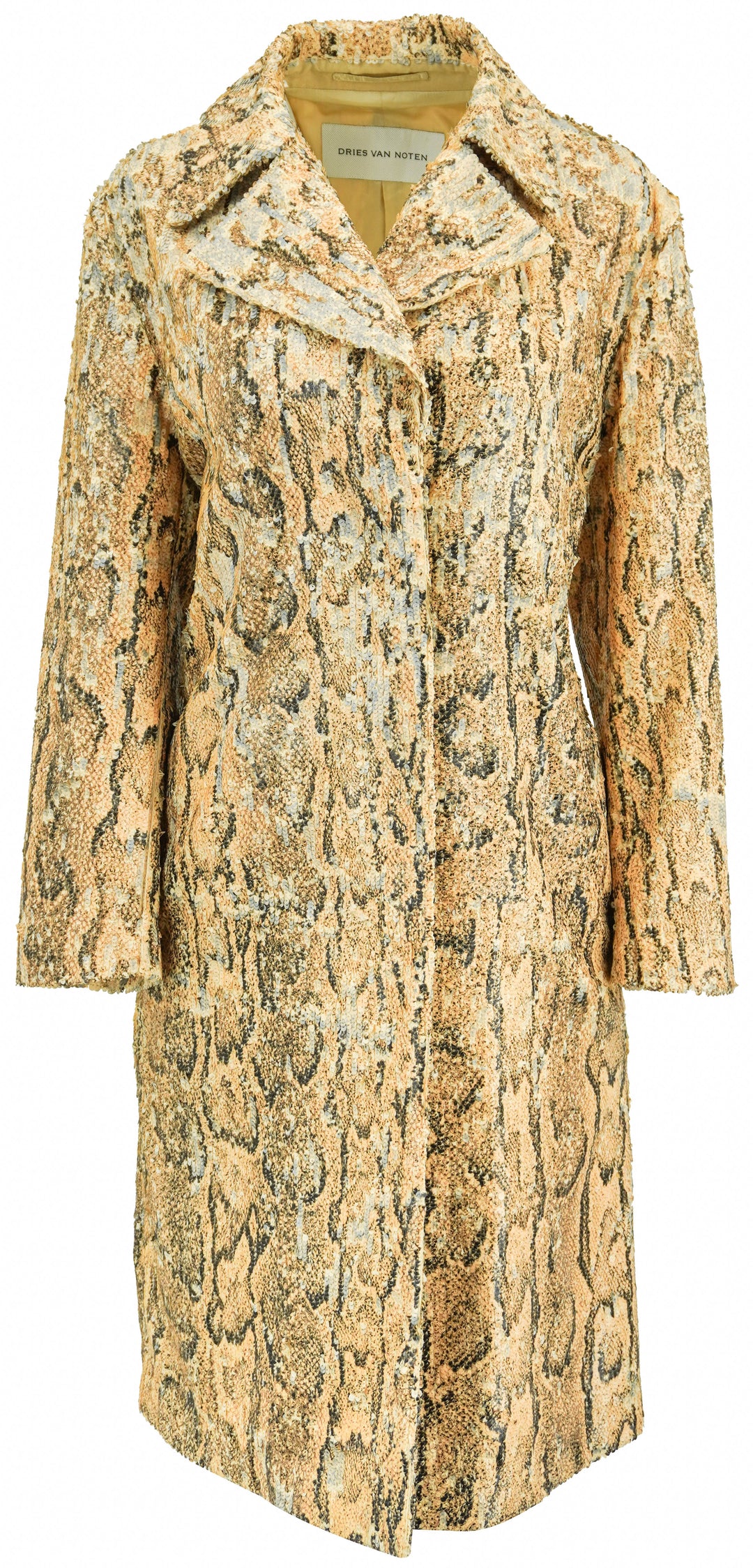 Dries Van Noten Ricca Coat in Snakeskin Sequin - Discounts on Dries Van Noten at UAL