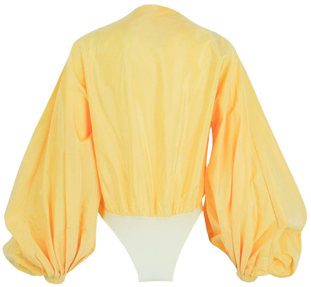 Alaïa Silk Balloon Bodysuit in Yellow - Discounts on ALAÏA at UAL