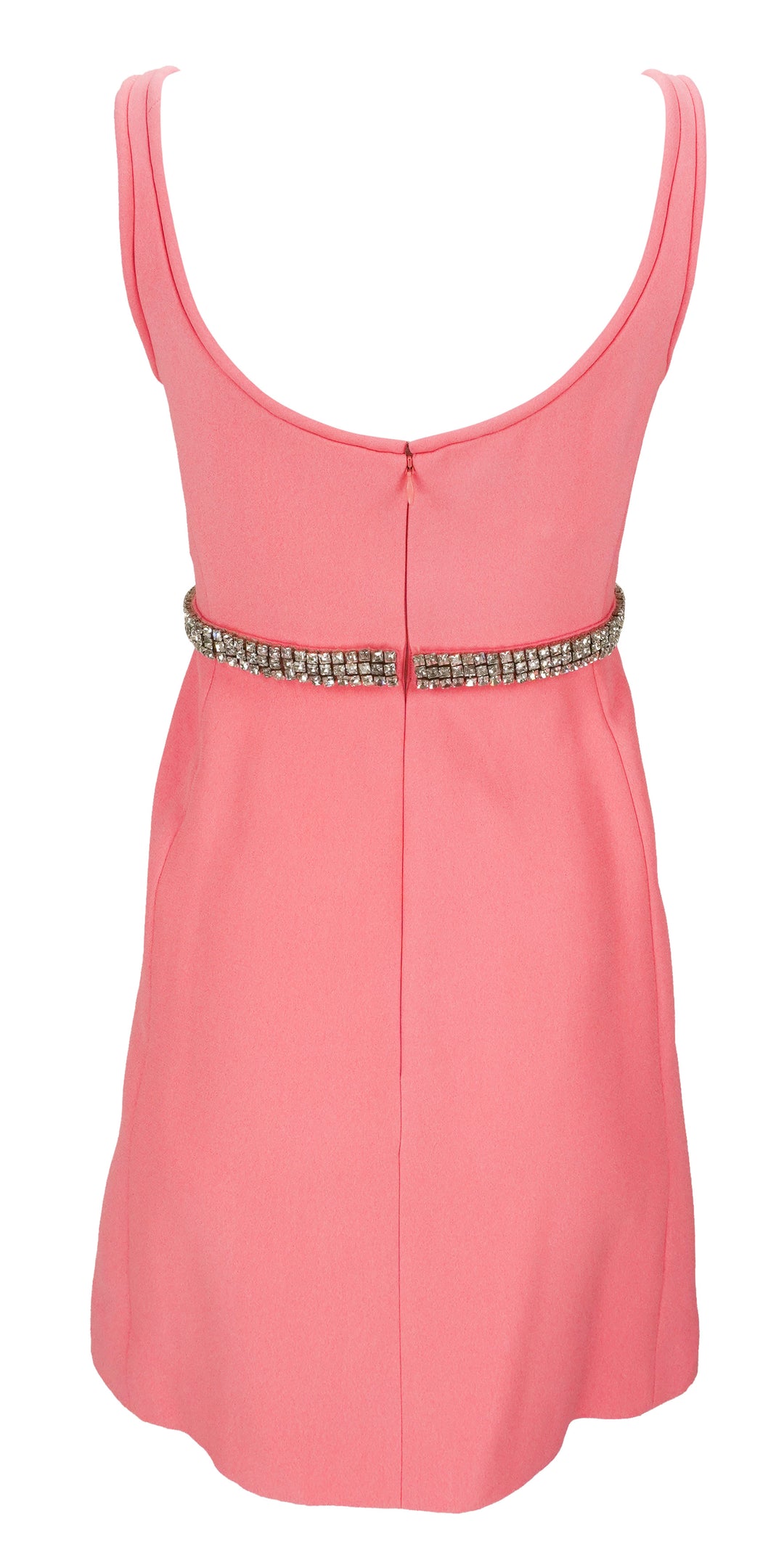 Giambattista Valli Sleeveless Mini Dress with Crystal Embellished Belt in Pink
