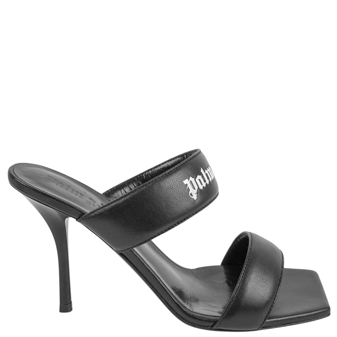 Palm Angels Logo Band Sandals in Black and White - Discounts on Palm Angels at UAL