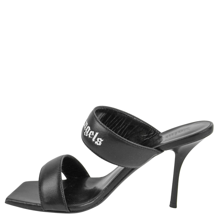 Palm Angels Logo Band Sandals in Black and White - Discounts on Palm Angels at UAL