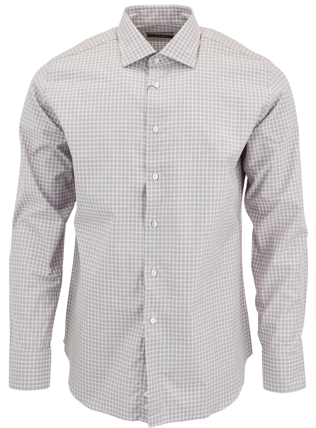 Canali Mini Plaid Print Button Down Shirt in Purple and White - Discounts on Canali at UAL