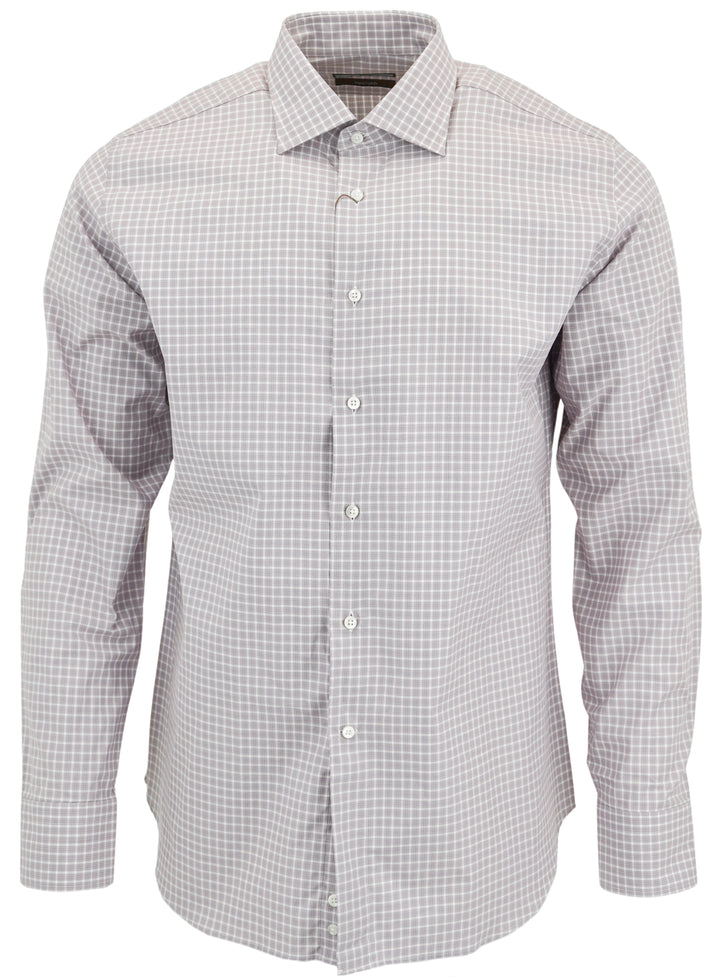 Canali Mini Plaid Print Button Down Shirt in Purple and White - Discounts on Canali at UAL