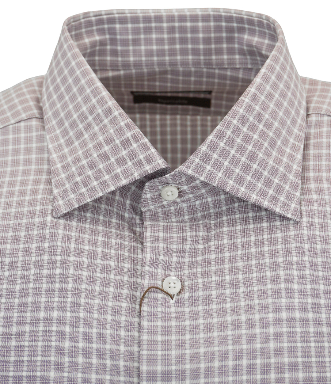Canali Mini Plaid Print Button Down Shirt in Purple and White - Discounts on Canali at UAL