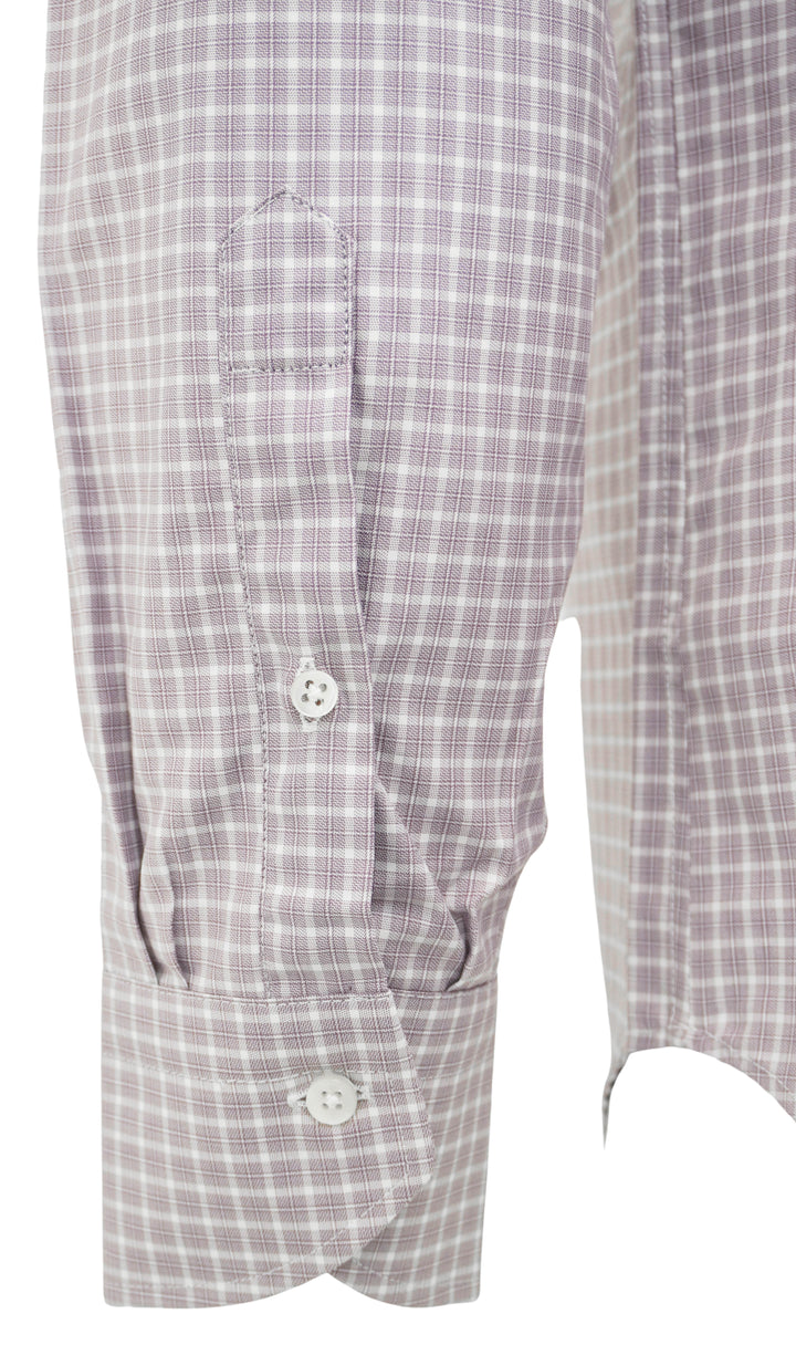 Canali Mini Plaid Print Button Down Shirt in Purple and White - Discounts on Canali at UAL