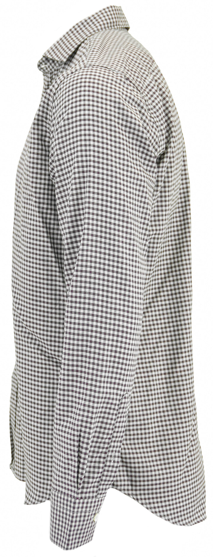 Canali Checked Print Button Down Shirt in Burgundy and Grey - Discounts on Canali at UAL