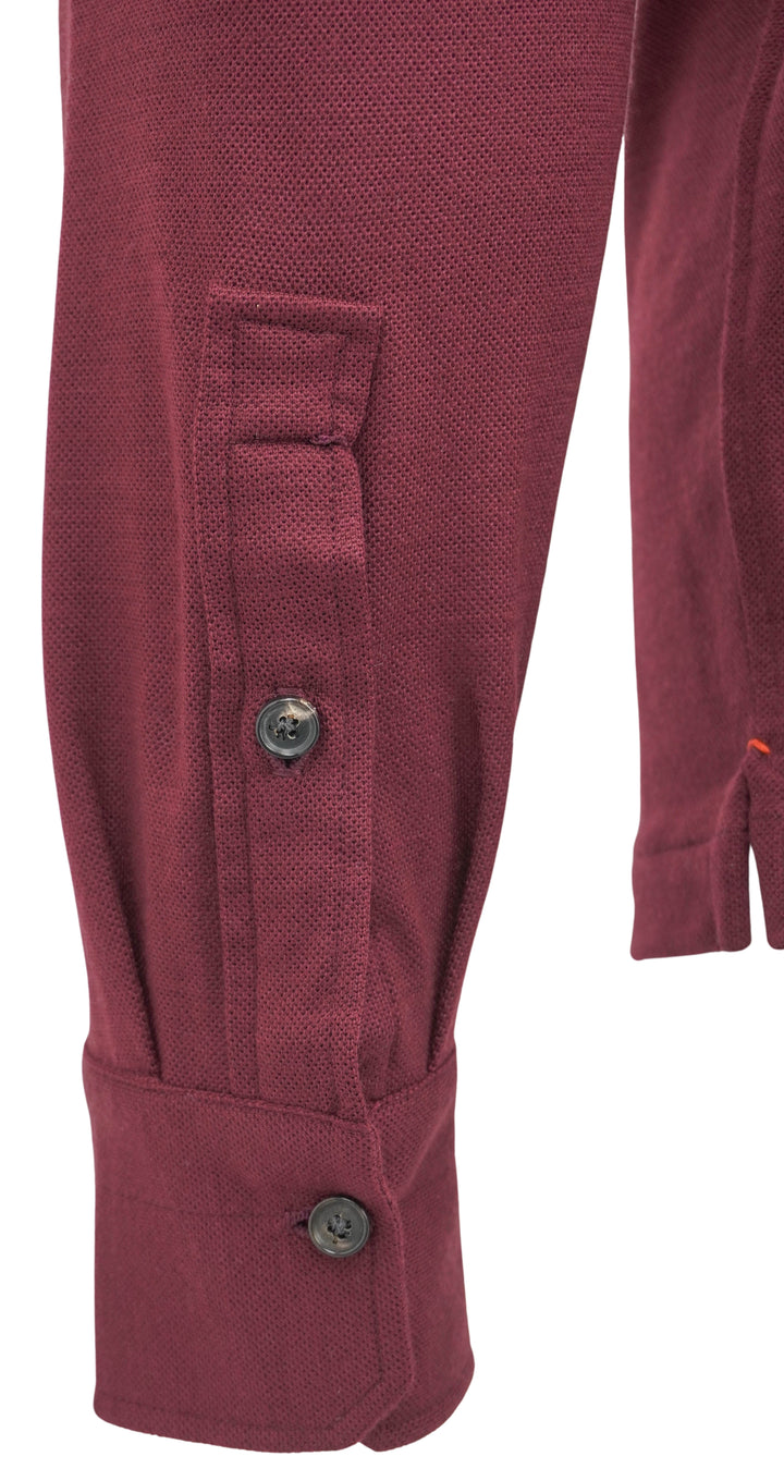 Isaia Napoli Long Sleeve Polo in Wine - Discounts on Isaia Napoli at UAL