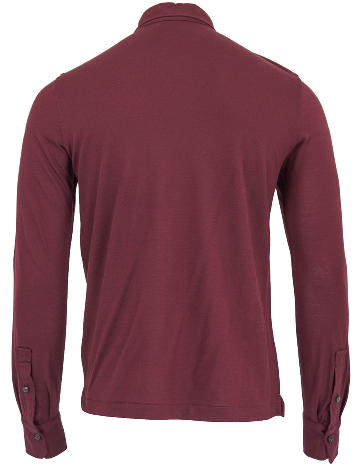 Isaia Napoli Long Sleeve Polo in Wine - Discounts on Isaia Napoli at UAL
