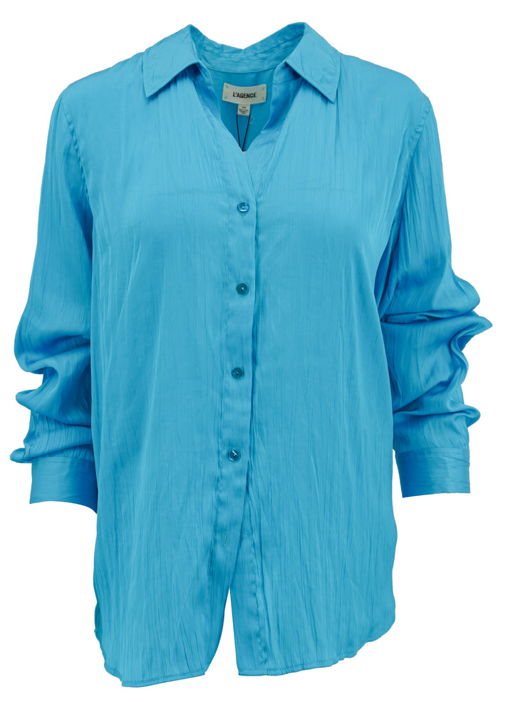 L'AGENCE Button Up in Blue - Discounts on L'AGENCE at UAL