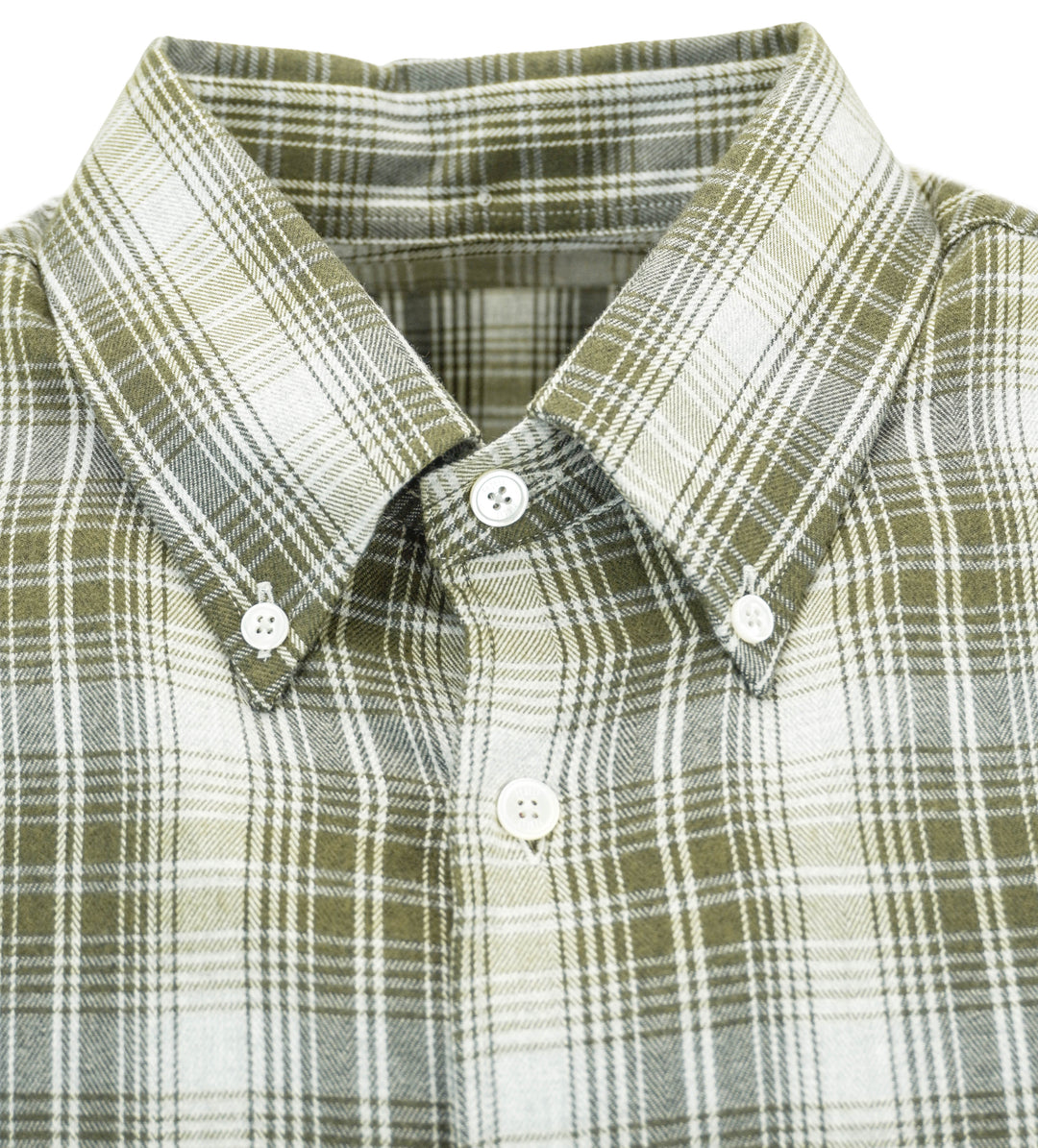 Fedeli Plaid Print Flannel Button Down Shirt in Green and Grey - Discounts on Fedeli at UAL