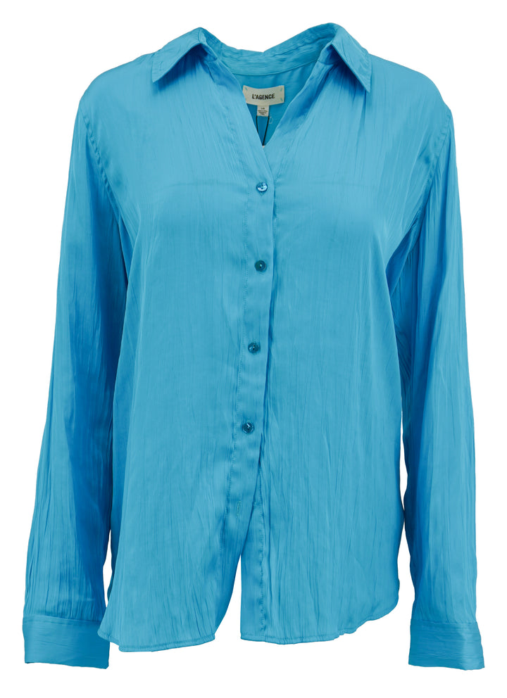 L'AGENCE Button Up in Blue - Discounts on L'AGENCE at UAL