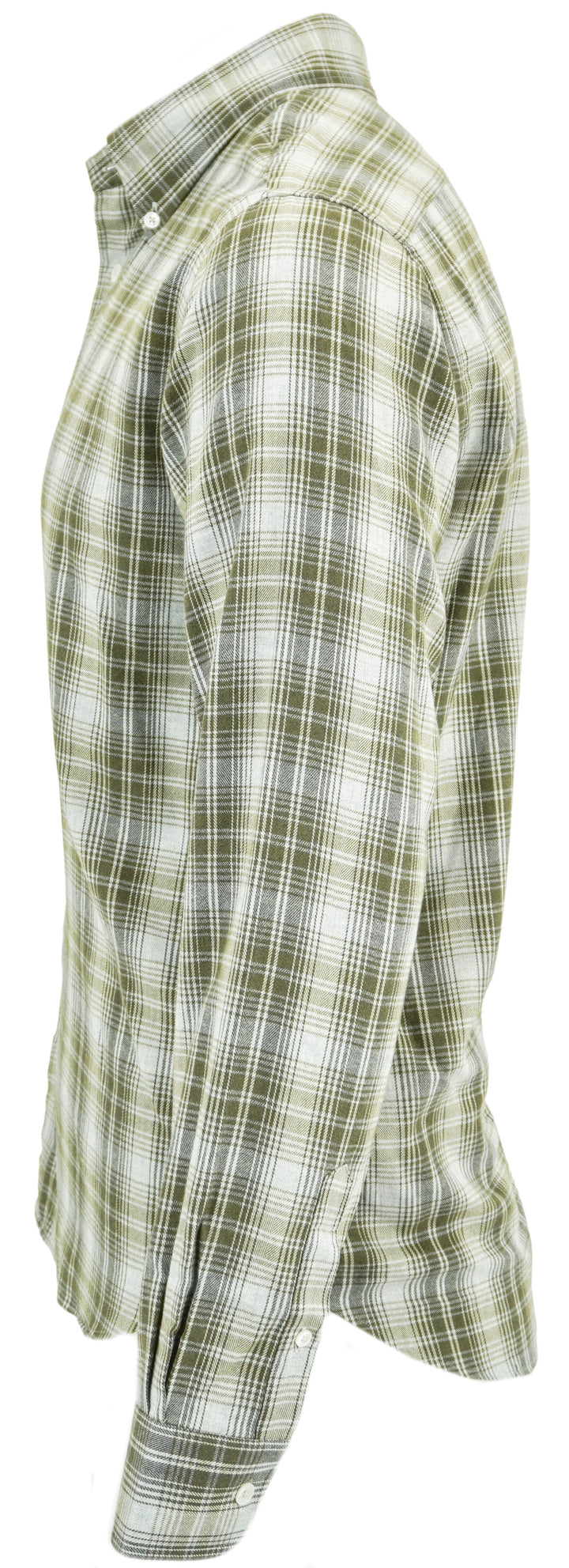 Fedeli Plaid Print Flannel Button Down Shirt in Green and Grey - Discounts on Fedeli at UAL
