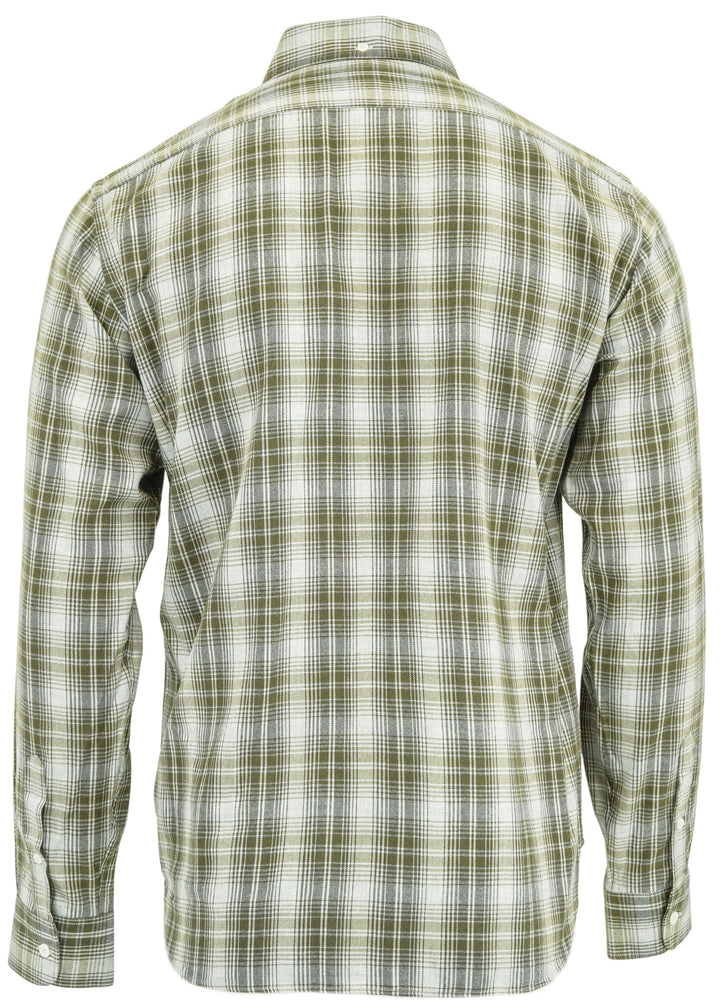 Fedeli Plaid Print Flannel Button Down Shirt in Green and Grey - Discounts on Fedeli at UAL