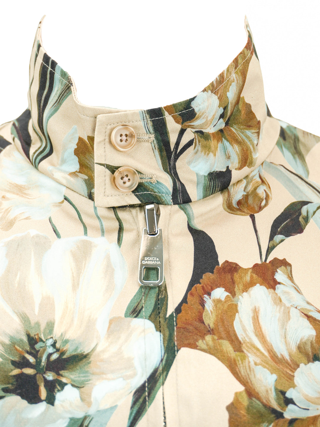 Dolce & Gabanna Reversible Floral Print Jacket in Beige Multi - Discounts on Dolce & Gabbana at UAL
